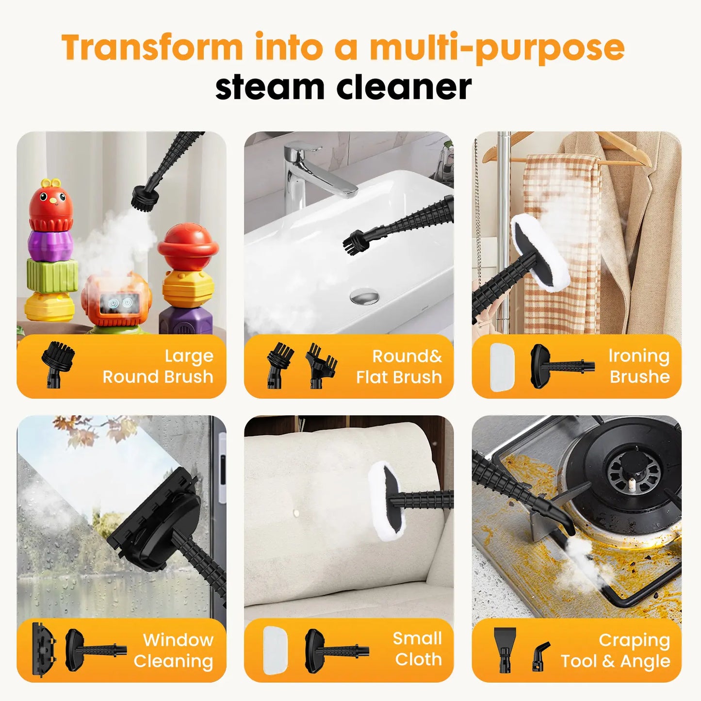 Lightweight Steam Mop Floor Cleaner – Multi-Surface Cleaning for Hardwood, Tile, Laminate Floors & Carpet, Easy Home Deep Cleaning Tool