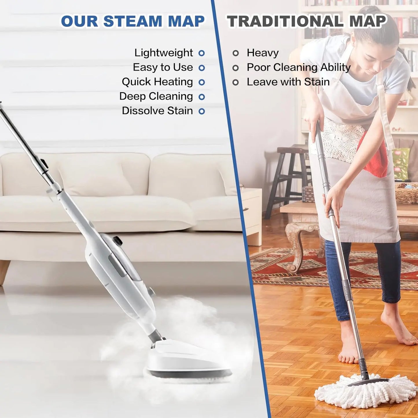 10-in-1 Steam Mop Cleaner with Detachable Handheld Steamer – Multi-Purpose Floor & Fabric Steam Cleaning for Hardwood, Tile, Carpet & Home Use