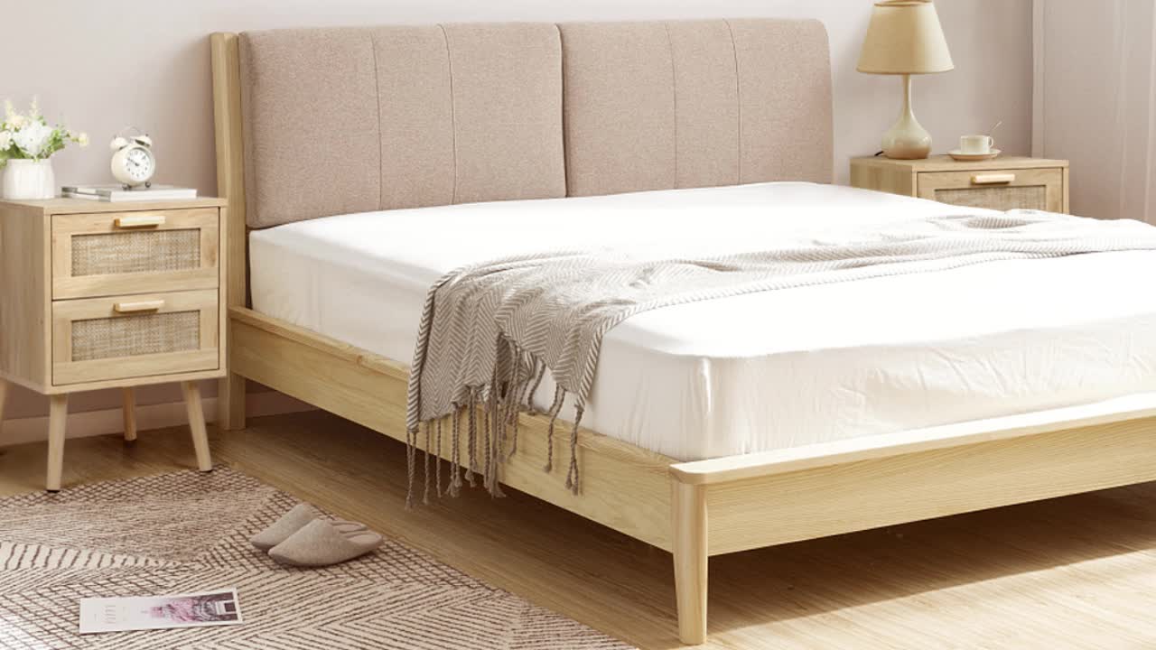 VOWNER Rattan End Table with 2 Drawers – Solid Wood Legs, Bedroom Storage Nightstand, Easy to Assemble, Perfect for Kids Room