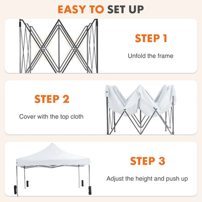 10x10 Sweetcrispy Outdoor Canopy Tent – Easy Pop Up Design with Vented Top, Wheeled Carry Bag, Portable Shade for Garden, Beach & Events