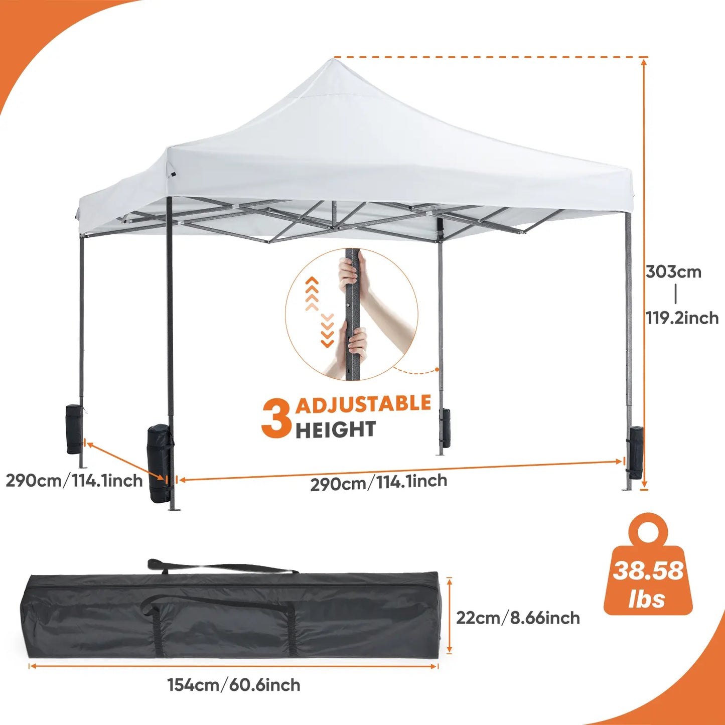 10x10 Sweetcrispy Outdoor Canopy Tent – Easy Pop Up Design with Vented Top, Wheeled Carry Bag, Portable Shade for Garden, Beach & Events