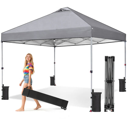 10x10 Sweetcrispy Outdoor Canopy Tent – Easy Pop Up Design with Vented Top, Wheeled Carry Bag, Portable Shade for Garden, Beach & Events