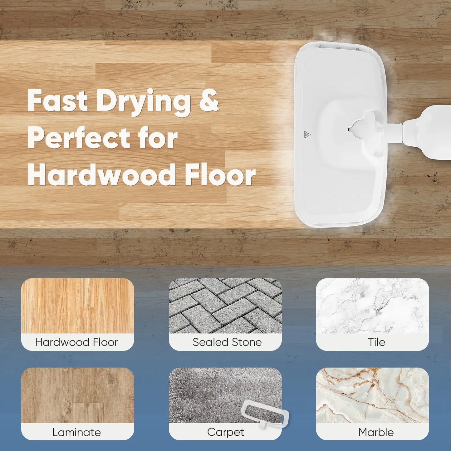Lightweight Steam Mop Floor Cleaner – Multi-Surface Cleaning for Hardwood, Tile, Laminate Floors & Carpet, Easy Home Deep Cleaning Tool