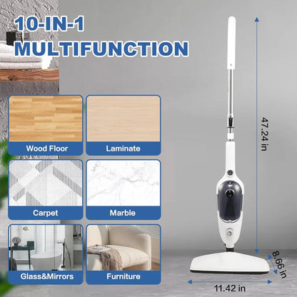 10-in-1 Steam Mop Cleaner with Detachable Handheld Steamer – Multi-Purpose Floor & Fabric Steam Cleaning for Hardwood, Tile, Carpet & Home Use