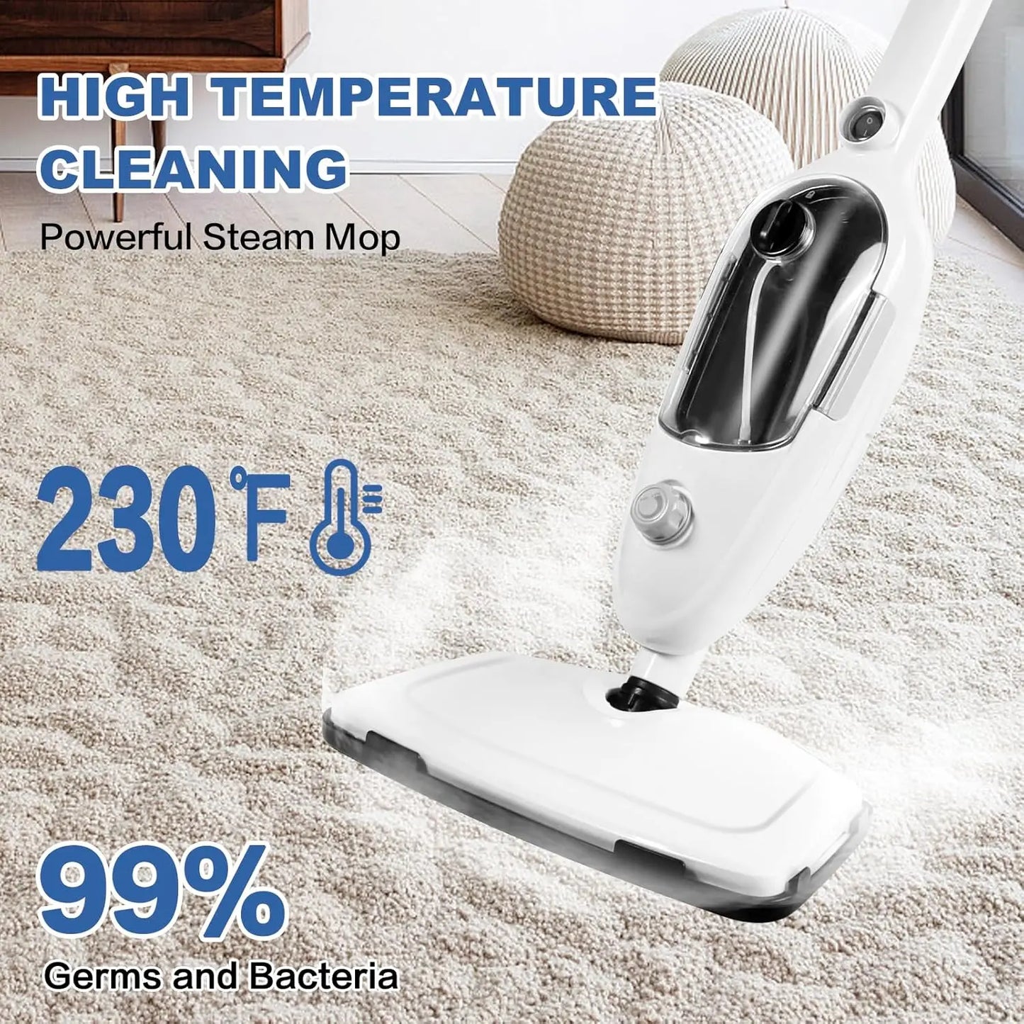 10-in-1 Steam Mop Cleaner with Detachable Handheld Steamer – Multi-Purpose Floor & Fabric Steam Cleaning for Hardwood, Tile, Carpet & Home Use