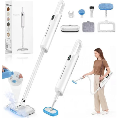 Multipurpose Steam Cleaner with 13 Accessories – Detachable Handheld Floor Steamer with Scent Box & Strap for Hardwood, Tile, Carpet & Fabric Cleaning