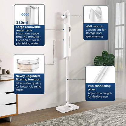 Multipurpose Steam Cleaner with 13 Accessories – Detachable Handheld Floor Steamer with Scent Box & Strap for Hardwood, Tile, Carpet & Fabric Cleaning