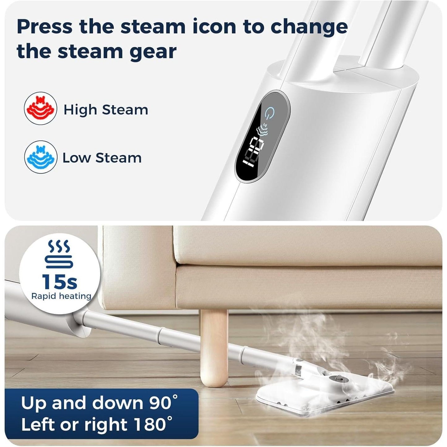 Multipurpose Steam Cleaner with 13 Accessories – Detachable Handheld Floor Steamer with Scent Box & Strap for Hardwood, Tile, Carpet & Fabric Cleaning